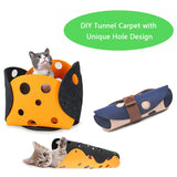 Cat Tunnel Cat Toy Felt Pom Splicing Deformable Kitten Nest Collapsible Tube House Tunnel Interactive Pet Toy Cat Accessories - FURRY FRIENDS