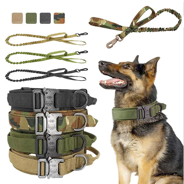 Pet Tactical Dog Collar And Leash Set, Adjustable Military Nylon Dog Collar - FURRY FRIENDS